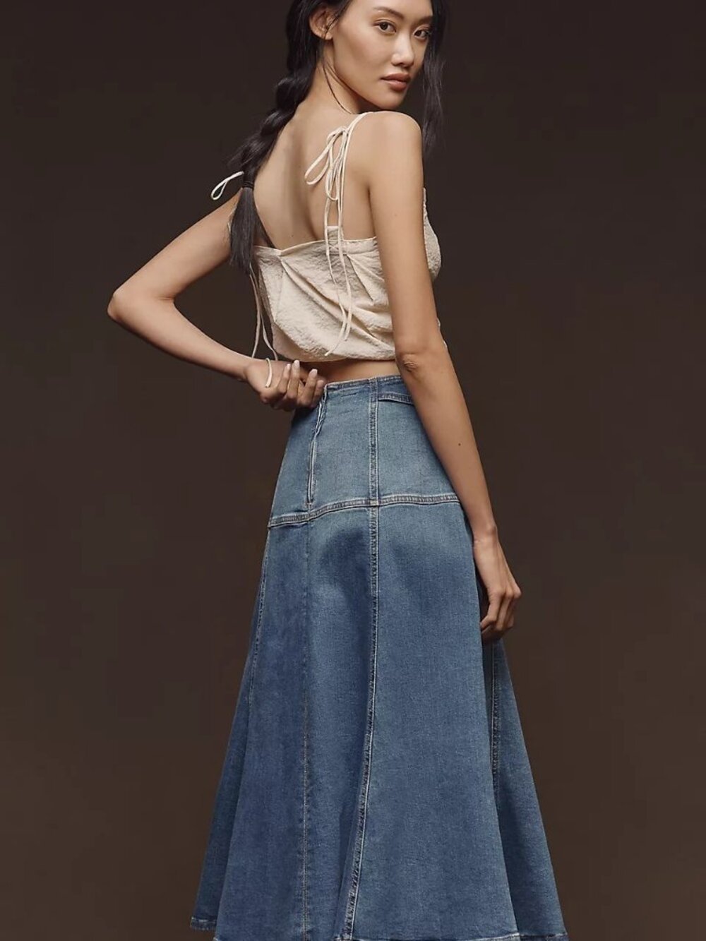 BNWT- In Anthropologie Stores Now for $148 Maeve Waisted Denim Maxi Skirt